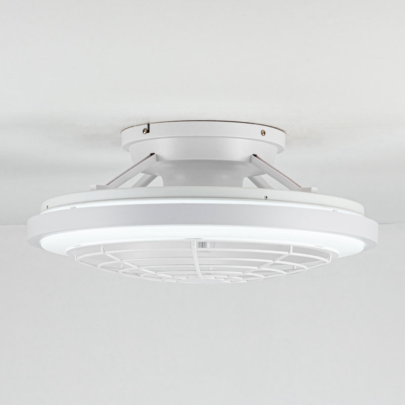 Humiston 20" 3 - Blade Enclosed Low Profile Caged with LED Lights, Dimmable LED Ceiling Fan Bladeless with Remote Control
