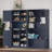 Multifunctional Left-Right Combination Hall Cabinet (Can Be Used Separately) With Storage And 4 Hooks, Storage Cabinet/ Hall Tree 2 In 1 For Living Room, Kitchen And Hallway, Antique Blue-46622112