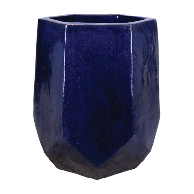 22 in. Geometric Vase - Falling Blue