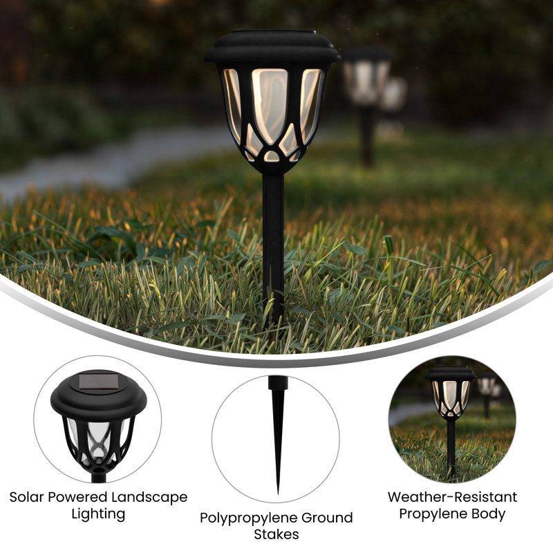 Black Tulip Design LED Solar Pathway Lights Set of 8