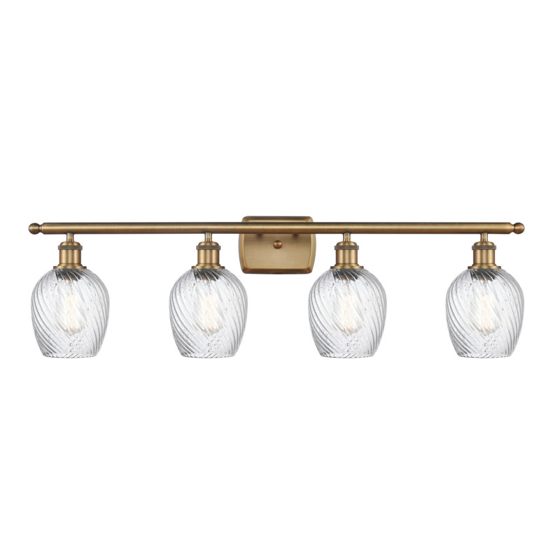 Éclairage de salle de bain à intensité variable 4 lumières Lyman, Motif cannelé transparent, Ampoule DEL 6 watts Vinage