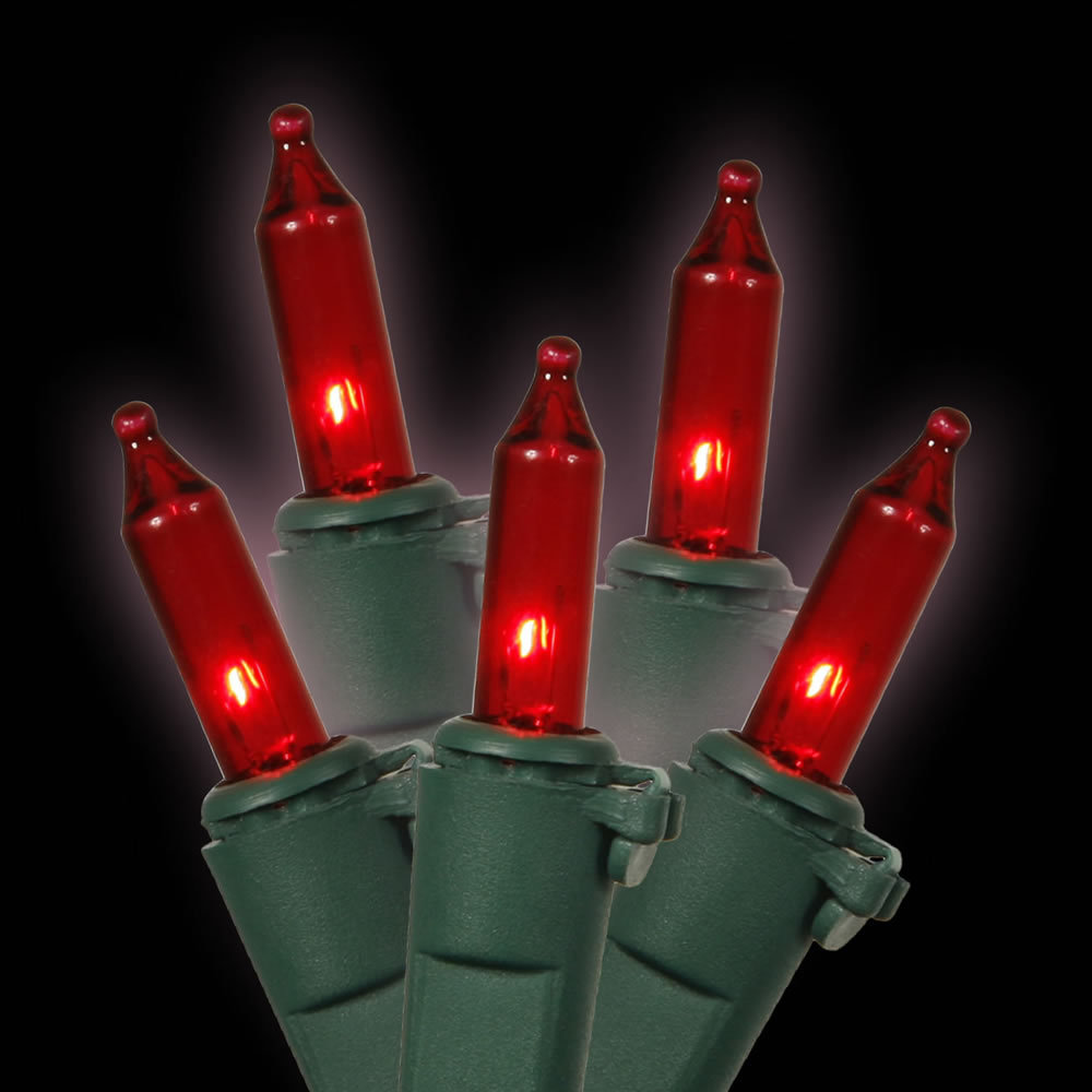Mini Christmas String Lights, Red, 9' L
