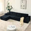 Canapé modulaire en velours côtelé de luxe de 139,3 po à 4 places avec canapé en L et coussins, sans installation pour le salon Tea Time-1038044874-1038044879-1038044864