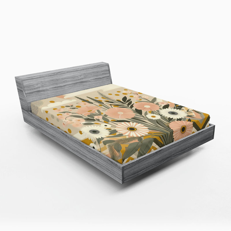 Microfiber Floral Fitted Sheet, Full