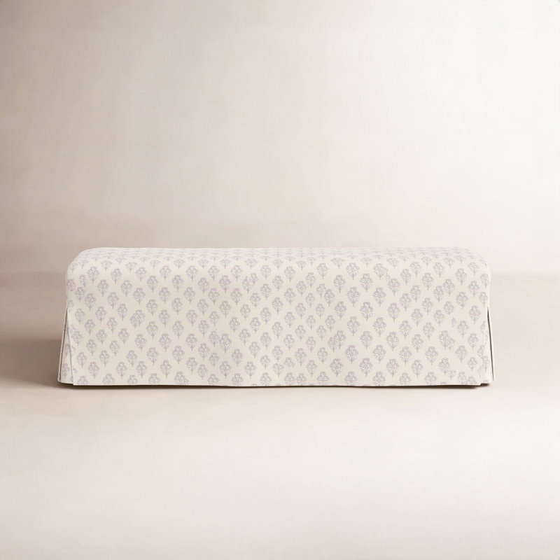 Banc de salle à manger à housse Andrea, Crème avec motif floral