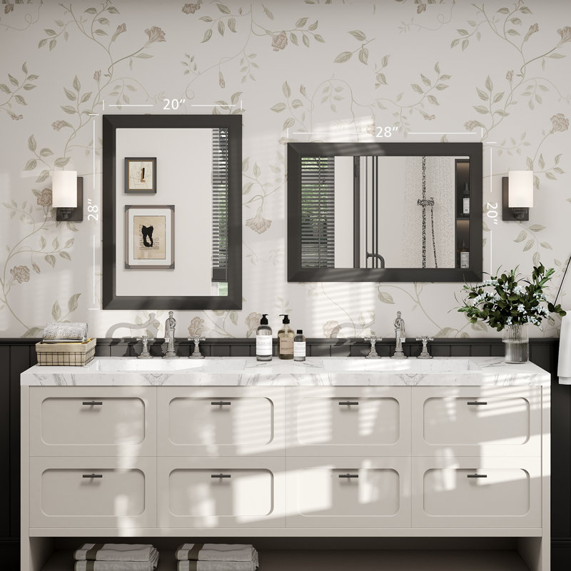 Miroir de meuble-lavabo mural Molly, 28 po x 20 po, Noir