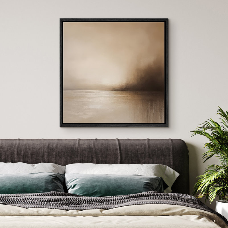 Reproduction de paysage abstrait encadrée d'art mural sur toile pour un décor rétro, Noir, H 16 po x l 16 po