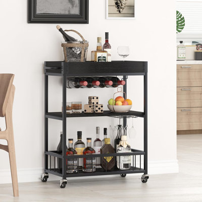 Wine Bottle & Glass Rack Black
