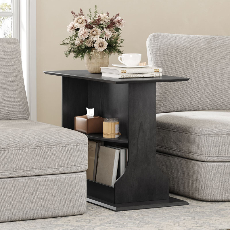 32" W End Table With Shelf For Living Room,Wood-Look Sofa Table,Acception Room Side Table,Coffee Desk With Magazine Rack.