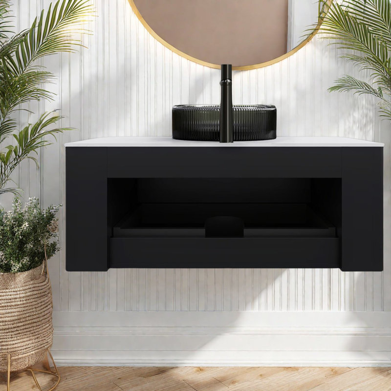Meuble-lavabo moderne (avec meuble-lavabo et lavabo) avec rangement