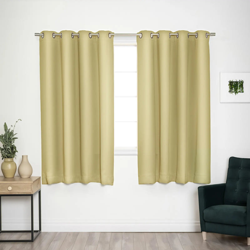 Adina Sevan Solid Thermal Grommet Curtain Panels, 52"W x 63"L, Sage