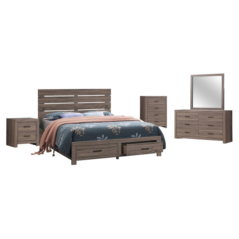 Ensemble de chambre en tonneau 5 pièces Brahn, Grand, Brown