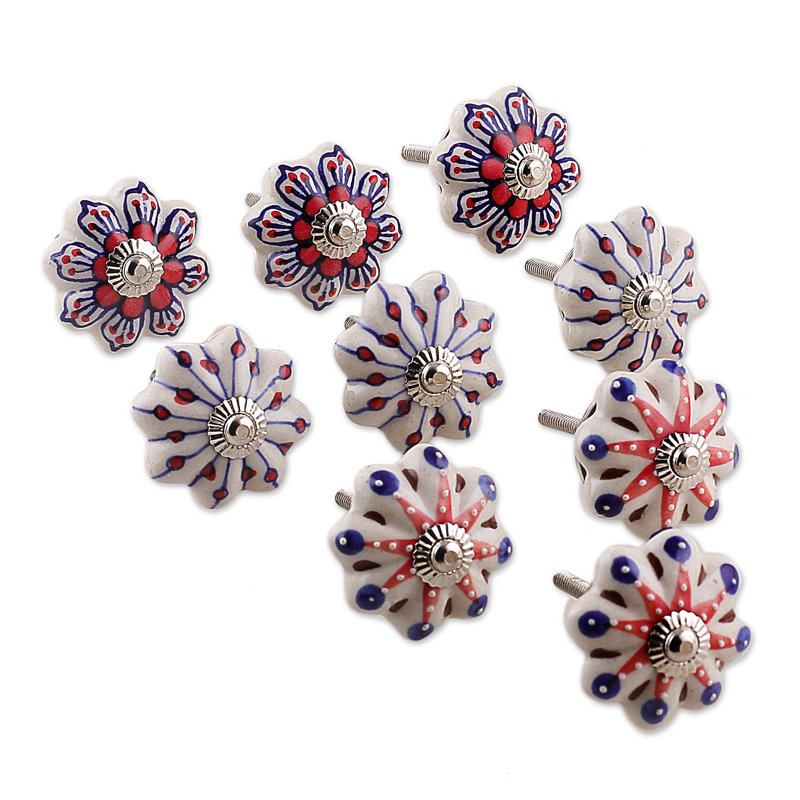 Novica Handmade Fantasy Spring Ceramic Knobs