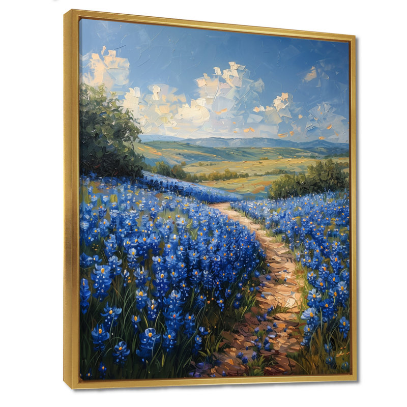 «Summer Morning Magic Blue Bonnets Fields I - Blue Bonnets», reproduction d'art murale, H 24 po x l 32 po x P 1 po