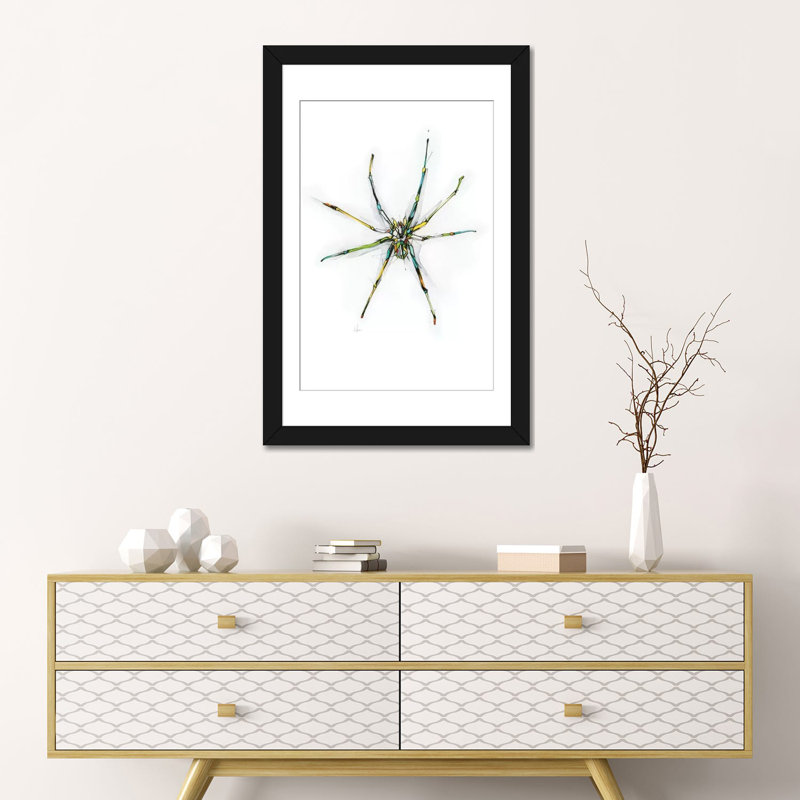 « spider », impression sur toile tendue, H 24 po x l 16 po x P 1 po, Papier d'art encadré noir, Blanc