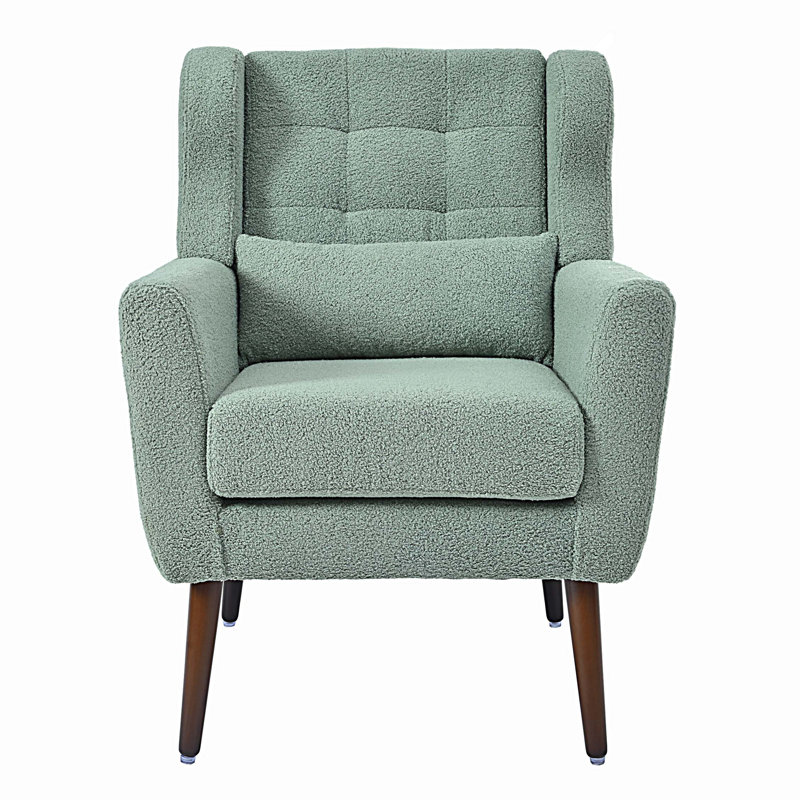 Chaise d'appoint rembourrée Modern, Marron clair, Vert clair
