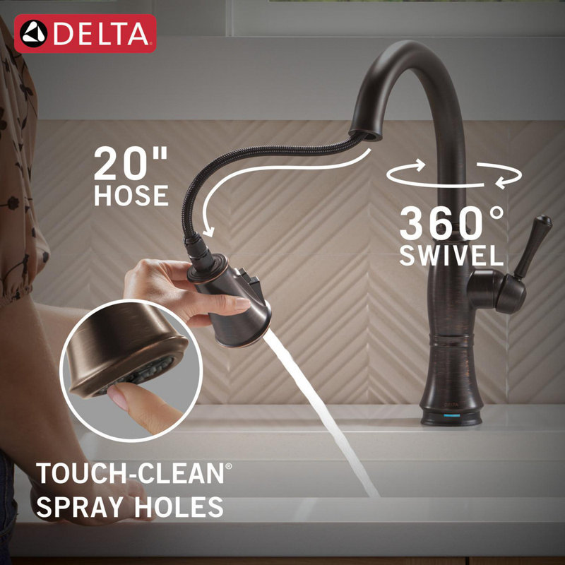 Cassidy Touchless Kitchen Faucet with Touch Technology, Oil Rubbed Bronze Kitchen Sink Faucet with Pull Down Sprayer, Single Hole, Venetian Bronze