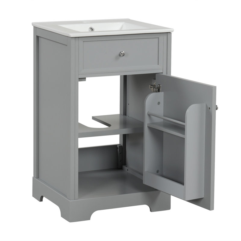 Meuble-lavabo de 20 po avec lavabo, Gris