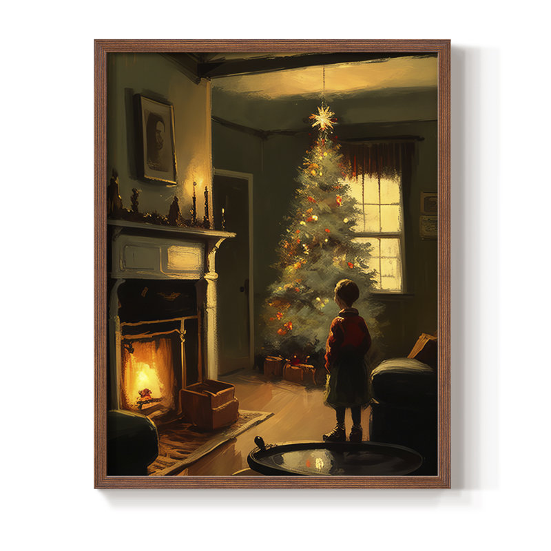 «Christmas Holiday Art DC III», reproduction encadrée - bois massif, Walnut, H 15 po x l 12 po