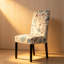 Ensemble de 2 chaises de salle à manger, tissu beige, coussins moelleux, bois d'hévéa noir