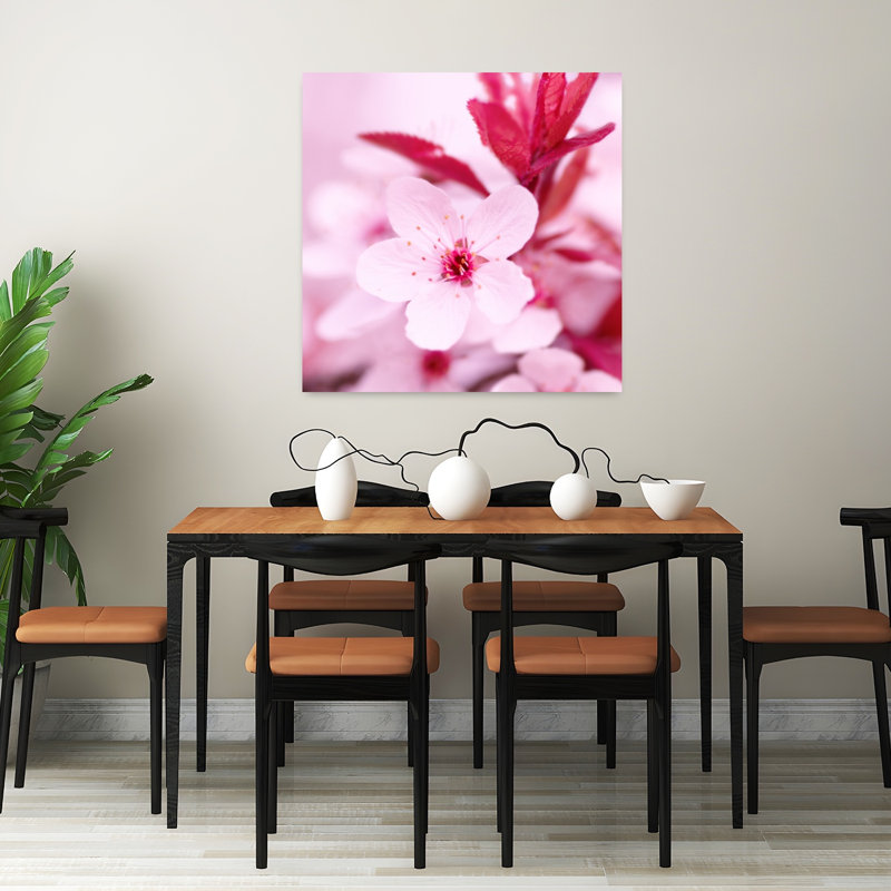 Art floral contemporain rose, H 32 po x l 32 po