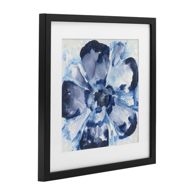 «Blue Glass Flower», reproduction d'art sous verre encadrée par June Erica Vess