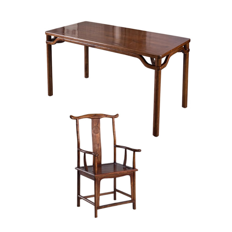 Retro And Durable Elm Wood Writing Desk A Chair, 31.49" H x 59.05" W x 31.49" D