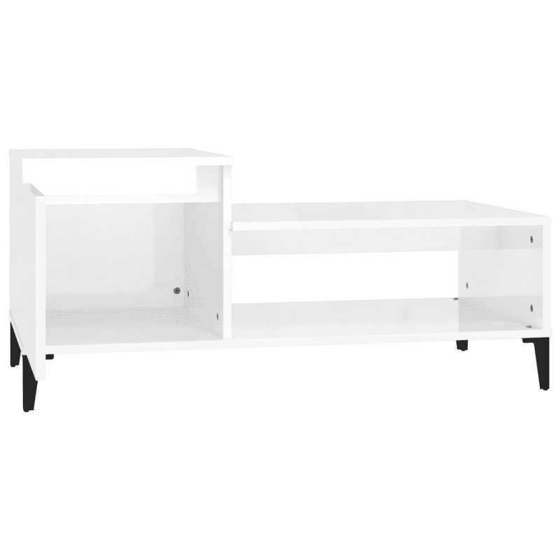 Four Leg Coffee Table with Storage, High Gloss White