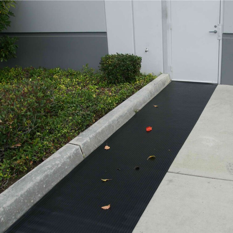 Rubber-Cal Ramp-Cleat Non-Slip Outdoor Rubber Mats - 1/8 in x 3 ft x 8 ft Floor Mat