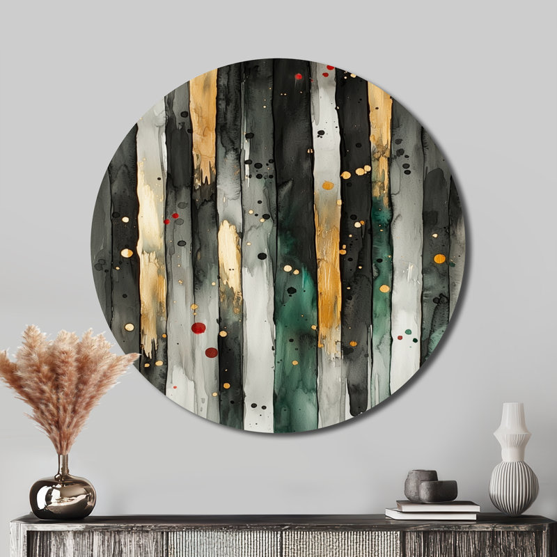 «Gold Green Ethereal Optic I I - fauvisme», impression sur métal vert moderne, H 16 po x l 16 po