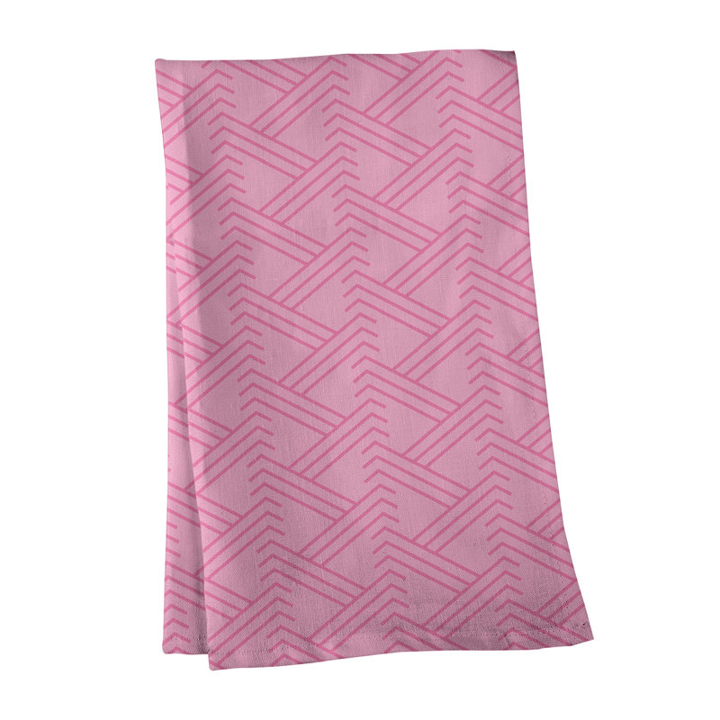 Torchon à thé zigzag classique, Rose/Rose pâle, Polyester sergé