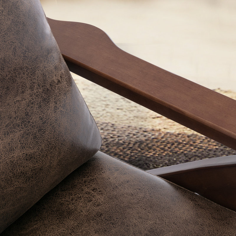 Fauteuil en similicuir avec structure en bois massif Joichiro , Marron foncé, 7