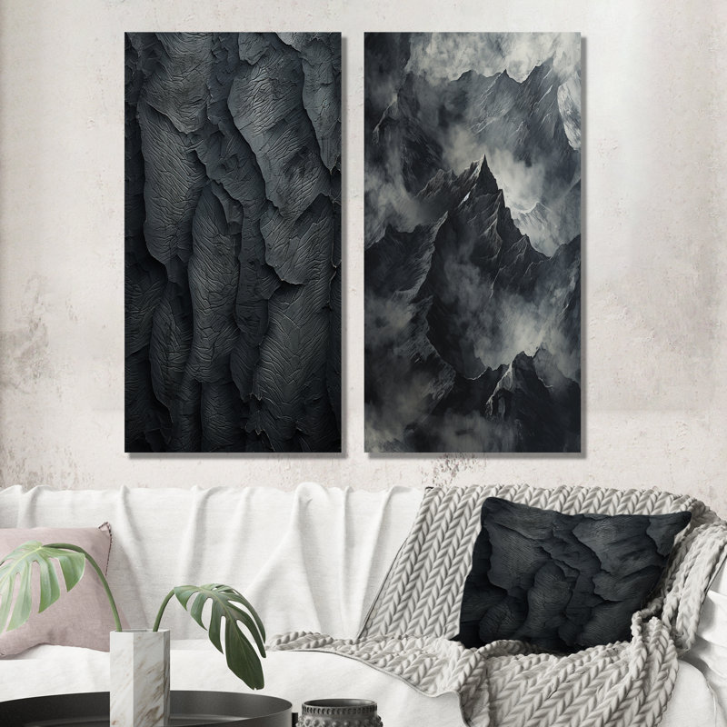 Montagnes, montagnes percolées, ensemble de 2 impressions sur toile, H 28 po x l 25 po, Toile tendue