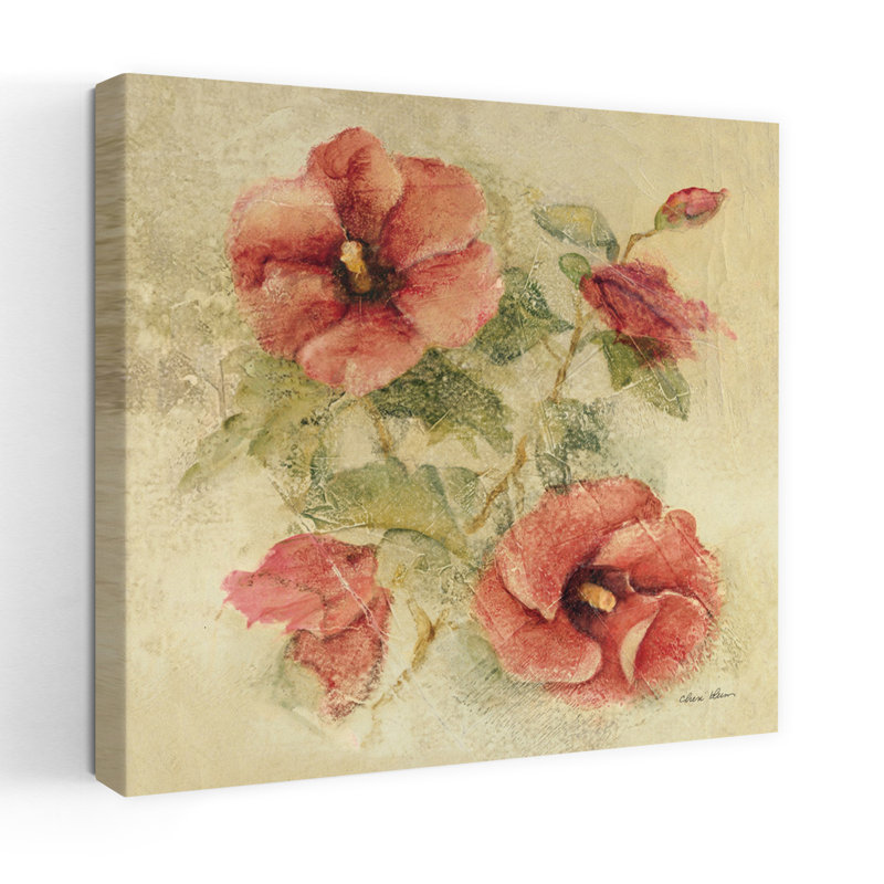 Hibiscus doux II, art tropical traditionnel rétro fleur d'hibiscus, H 18 po x l 18 po