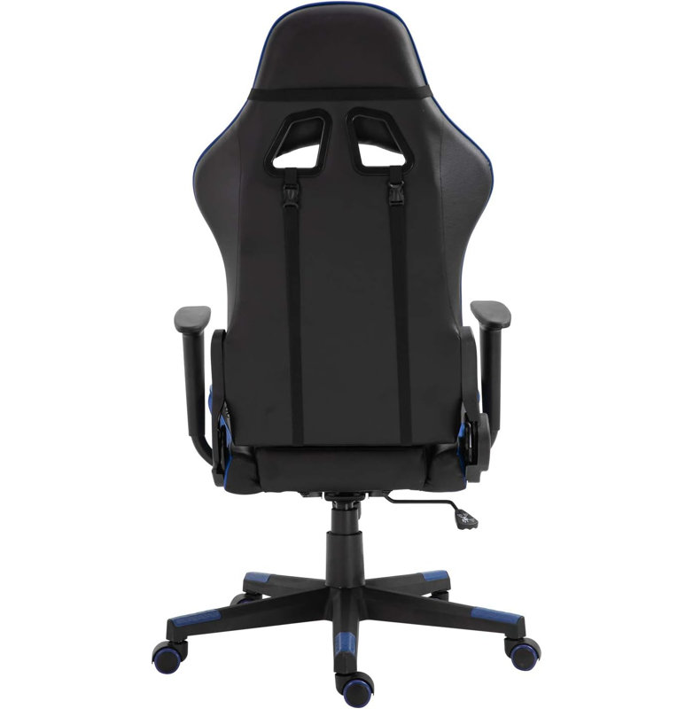Inbox Zero Adjustable Reclining Ergonomic Swiveling PC & Racing Game Chair, Black/Blue
