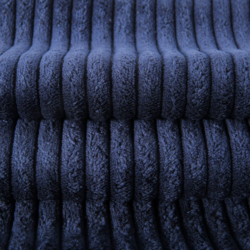 White and Navy Corduroy Velvet Square Throw Pillow Set