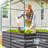 Greenhouse With Raised Garden Bed, Galvanized Steel Outdoor Greenhouse With Roll Up Door, 56" X 56" X 75", Dark Gray