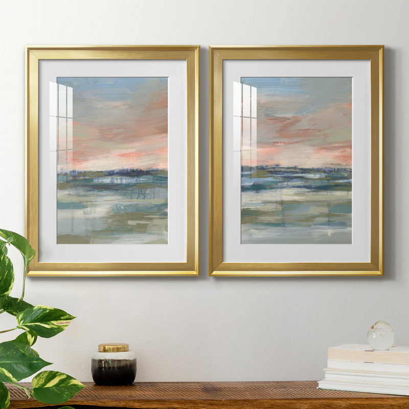 «Vast Marsh I», reproduction encadrée de qualité supérieure - prête à être accrochée, Cadre doré
