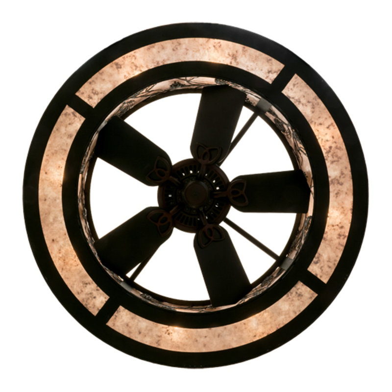 Whispering Pines Downrod Ceiling Fan, 25" H x 45" W x 45" D, Black/Silver Mica, Textured Black