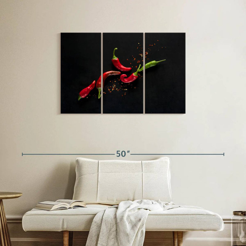 Yarlin Red And Green Chili Peppers, 24" H x 38" W