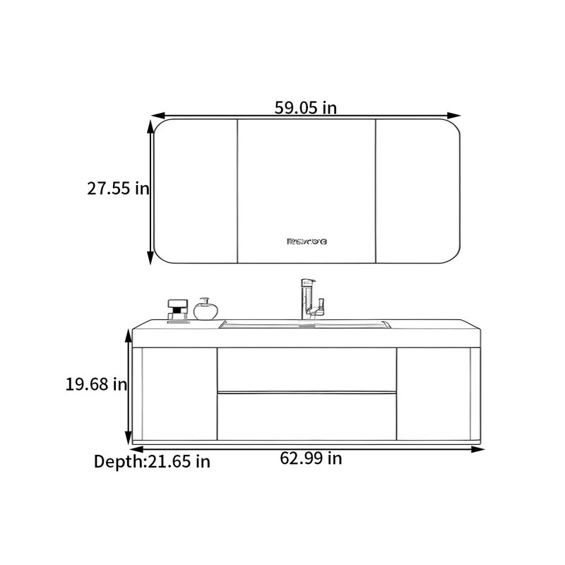 Kirkwood, H 19,68 po x l 62,99 po x P 21,65 po