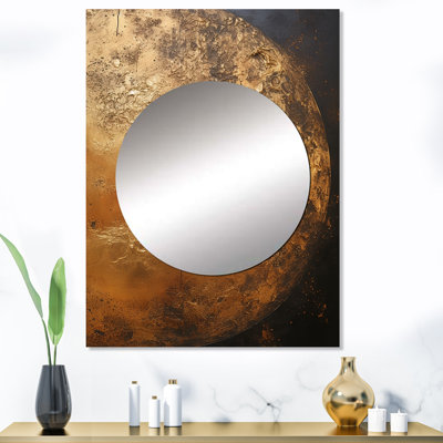 «Theodoros Bronze Moon Beam - grand miroir de lune, décor de miroir mural doré unique, impression d'art en métal