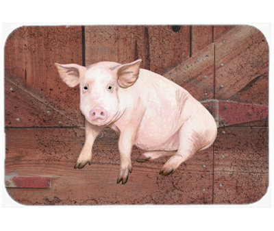 Caroline's Treasures Pig at the Barn Door Glass Cutting Board