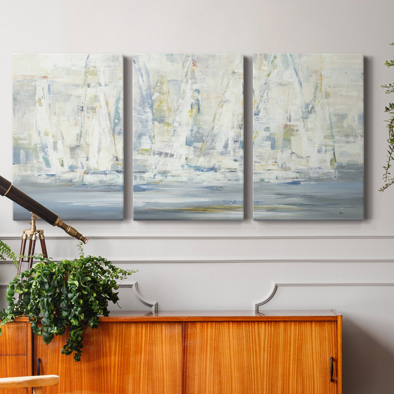 Regatta Time - Ensemble de 3 reproductions de cadres photo sur toile, H 12 po x l 24 po x P 1 po