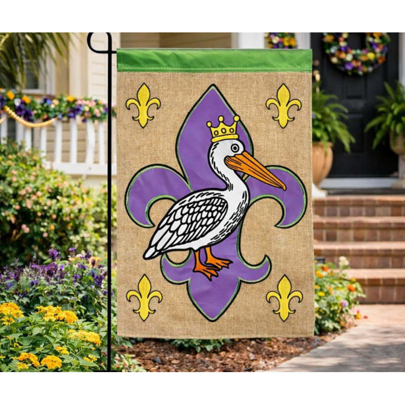 Drapeau de jardin pélican fleur-de-lis