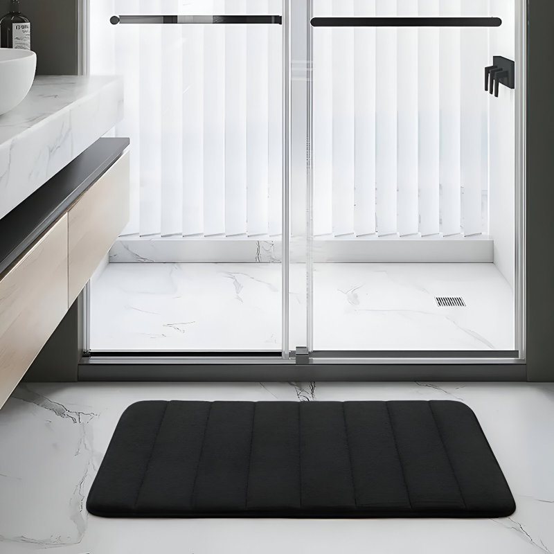 Syaire Rectangle Bath Mat, 60cm, 40cm, Black