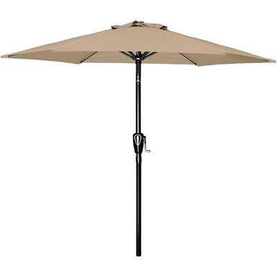 Parasol de patio pour table avec parasol inclinable / manivelle, 6 nervures robustes pour le jardin, la terrasse, la cour, la piscine