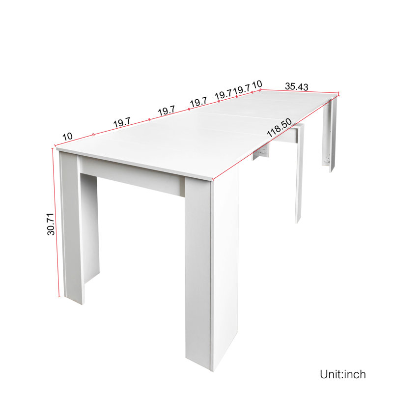 Multifunctional Extendable Console Table with Adjustable Length Up to 118.50in