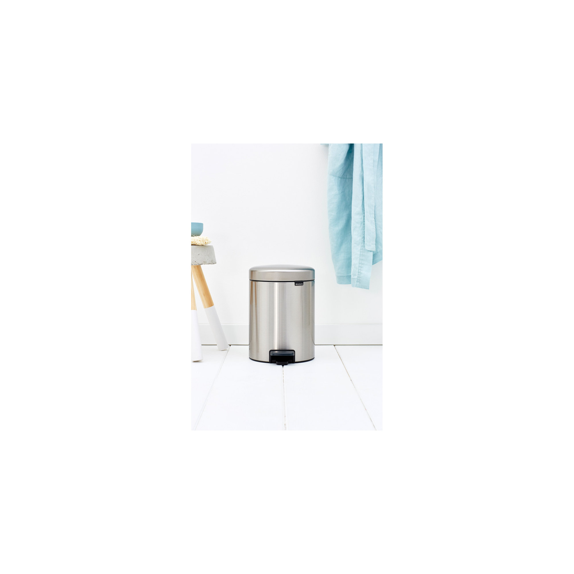 Brabantia NewIcon Step On Trash Can, 1.3 Gallon (5 Liter), Matt Steel Fingerprint Proof