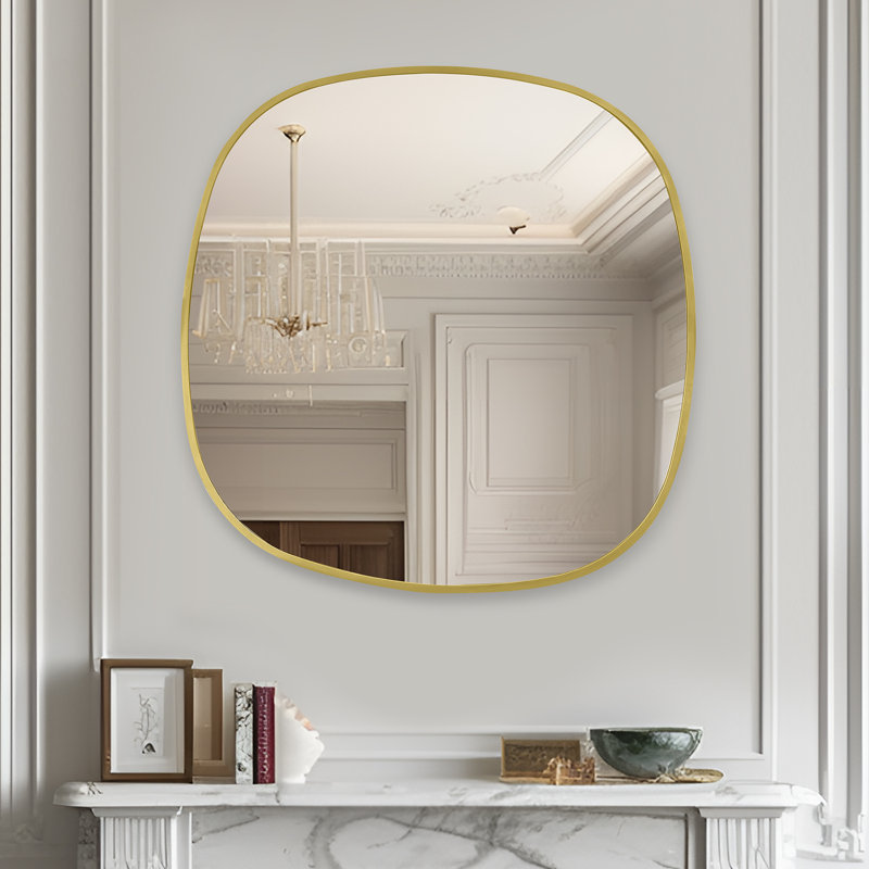 Aboubakar Metal Oval Wall Mirror, 31.5" x 23.62", Oval, Gold